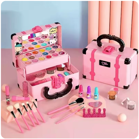 Children Makeup Cosmetics Pretend Playing Box Princess Make Up Girl Toy Play Set Lipstick Eye Shadow Safety Nontoxic Kit Toy Kid